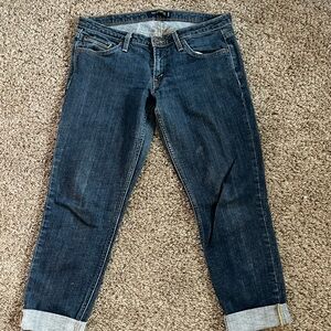 Levi's Dark Blue Cropped Too Superlow 524 Jeans | Size 9